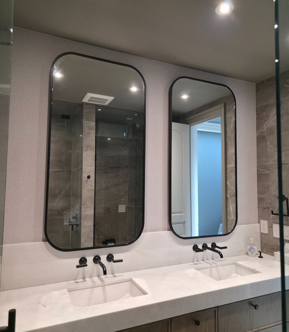 Custom metal-framed mirror